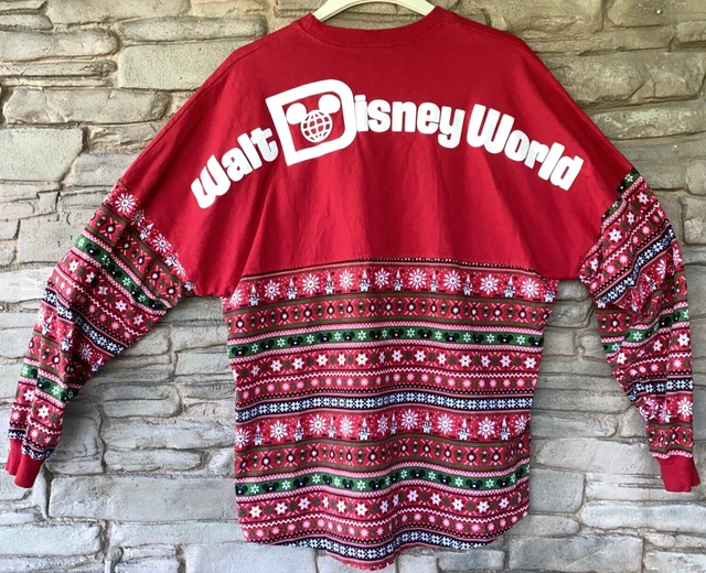 Disney World T Shirt Spirit Jersey ADULT LARGE Long Sleeve Holiday Christmas Red