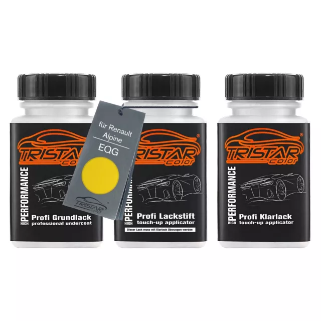 Autolack Lackstift Set für Renault Alpine EQG Jaune Tropic Metallic 3 x 50ml