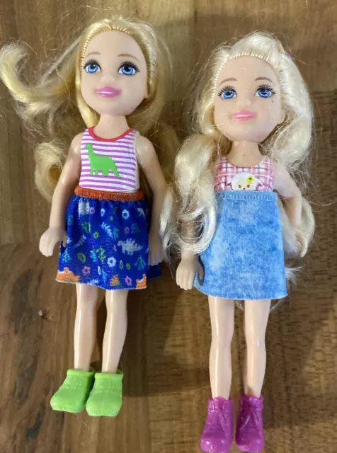 Lot of 2 Chelsea Barbie Sister Dolls in Dresses Mattel