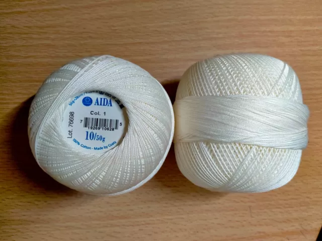 AIDA CROCHET YARN - Coats brand - 50g/ball - Colour white - 4720.10.1 - 0921