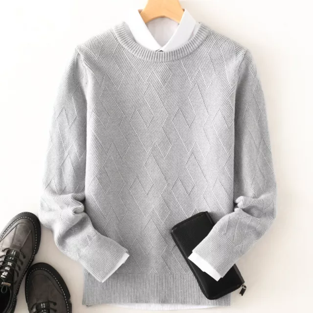 Men Crewneck Thick Cashmere Blend Knitwear Knit Sweater Sweater Knitted Pullover