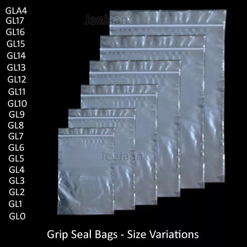 Grip Seal Bags Self Resealable Mini Grip Poly Plastic Clear Zip Lock [All Sizes]