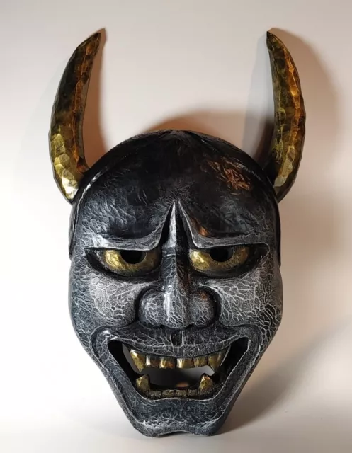 Wood Hannya Mask Sign Hand Carved Japanese Style Noh Large 16 Inch Japan Carving