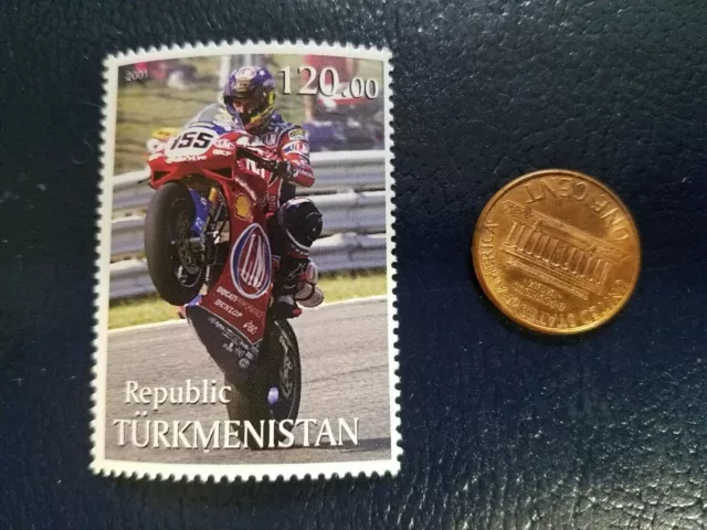 Motorcycle Racing Republic Turkmenistan 2001 Perforated Stamp (g)
