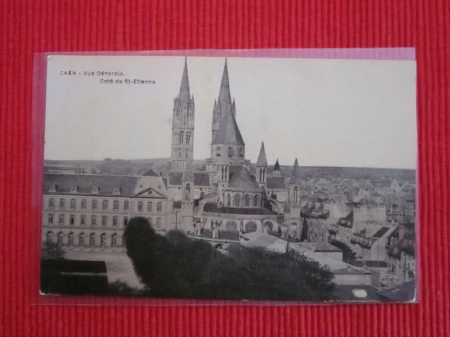 CPA ECRITE TIMBRE CAEN Coté de St Etienne VUE GENERALE 14 CALVADOS