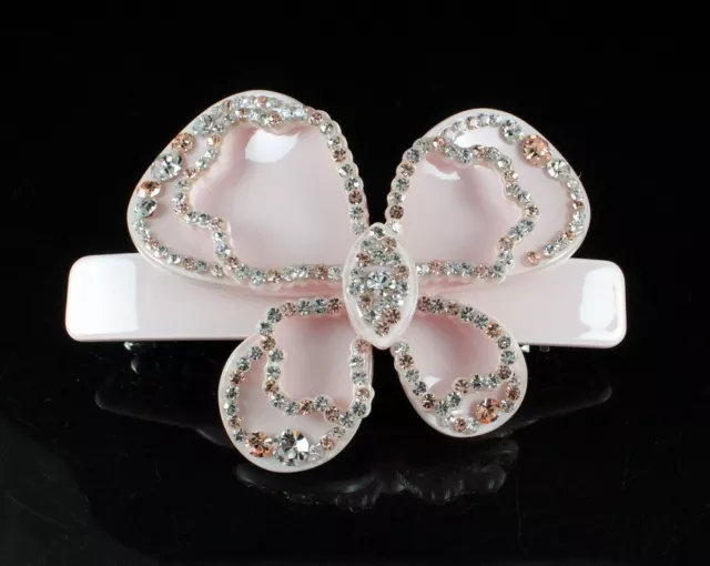 Chryse Butterfly Austrian Rhinestone Crystal Hair Clamp Clip Barrette C11959Pink