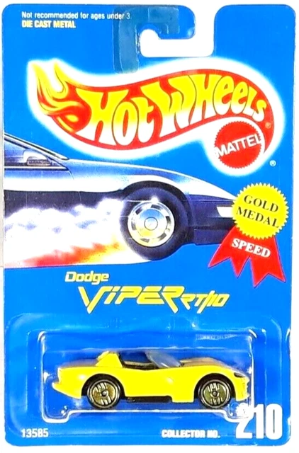 Hot Wheels Yellow Dodge Viper No Logo Gold Metal Speed UH 1992 Blue Card #210 2