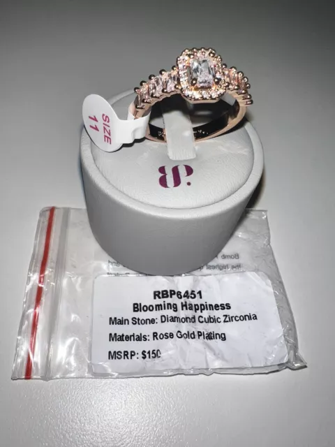 Blooming Happiness Ring Bomb Party Size 11 Diamond CZ Rose Gold Plating