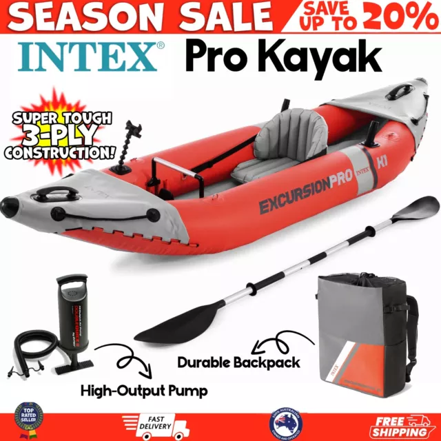 Excursion Pro Portable Inflatable Kayak Inflatable Boat Fishing Canoe + Backpack