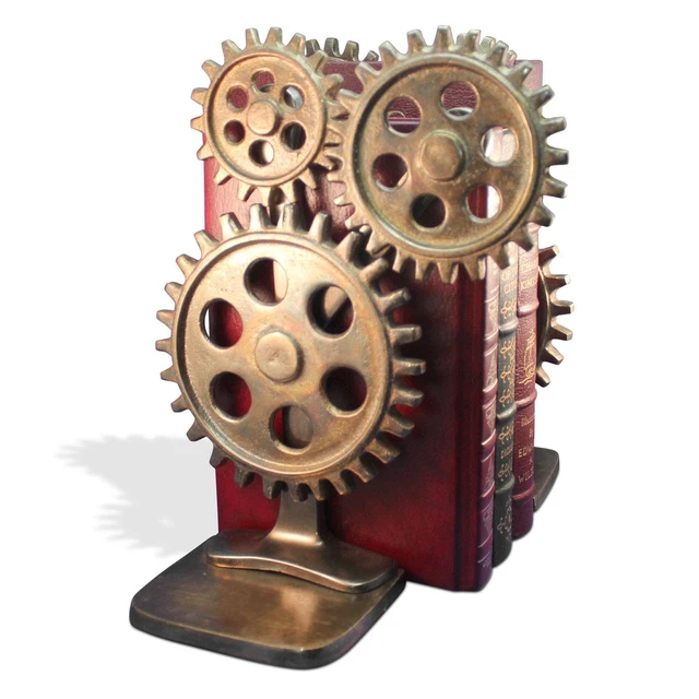 Premium Steampunk Bicycle Sprocket Bookends - Metal Cogs Gears  - Pair