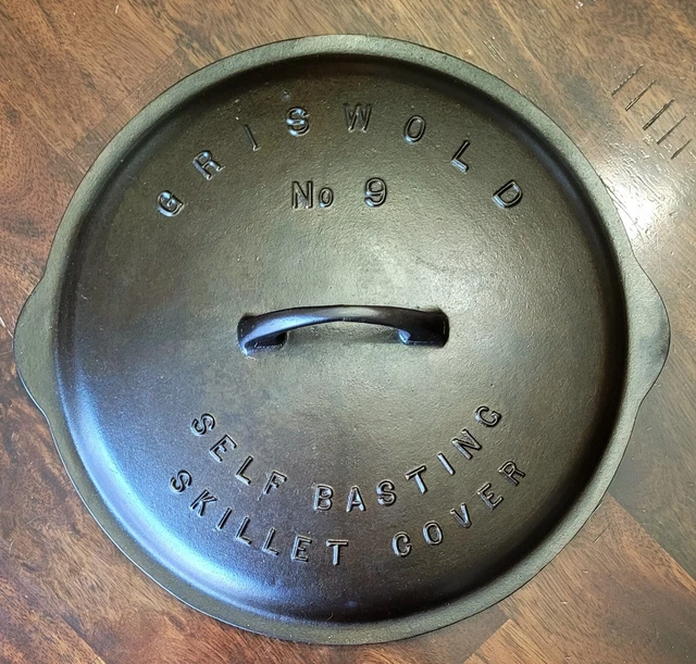 "Fully Restored" GRISWOLD #9 Cast Iron Skillet Pan Lid Large Logo Seasoned