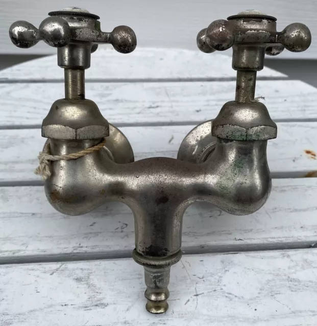 Vintage Claw Foot Tub Faucet Filler With Cross Handles USED