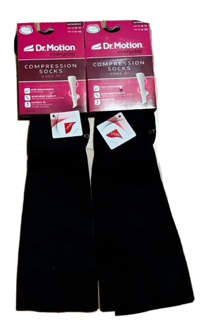2 Pairs Dr. Motion Mild Compression 8-15mmHg Knee-Hi Women's Socks, Size: 9-11