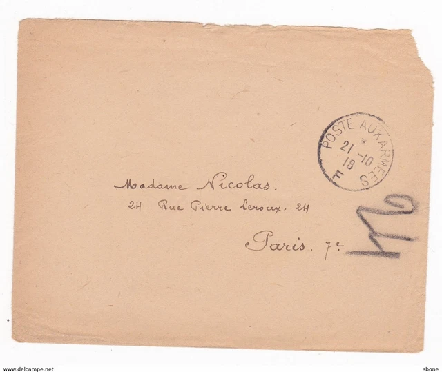 Cachet Poste aux armées F sur enveloppe