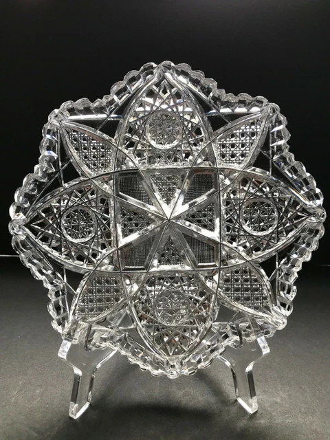 Antique Vintage American Brilliant Period Cut Glass 7" x 1-3/8" Height Bowl ABP