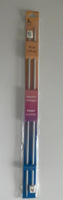 Pony 4.5mm aluminium knitting needles 35cm long 4.5 mm single point needles NEW 2