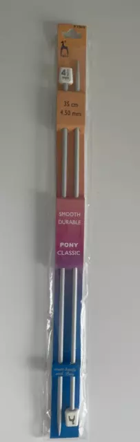 Pony 4.5mm aluminium knitting needles 35cm long 4.5 mm single point needles NEW 2
