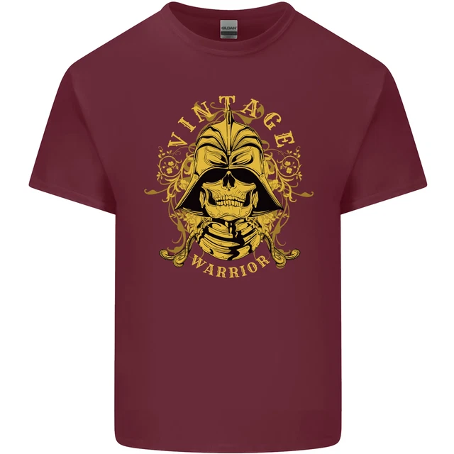 T-shirt vintage Warrior Samurai Bushido MMA teschio da uomo cotone 9