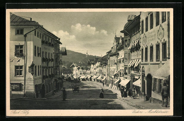 AK Bad Tölz, Passanten auf der Unteren Marktstraße 1931