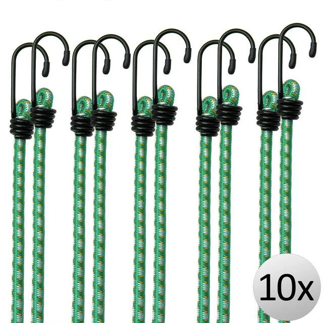 10x Tendeurs élastiques en caoutchouc, tendeurs bagage extension 61 cm câbles