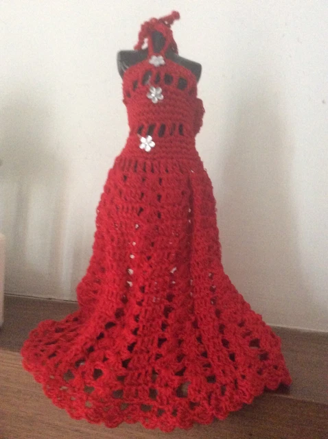 Abito+ Accessori borsa o cappello  uncinetto per Barbie pacchetto con 3 abiti 7