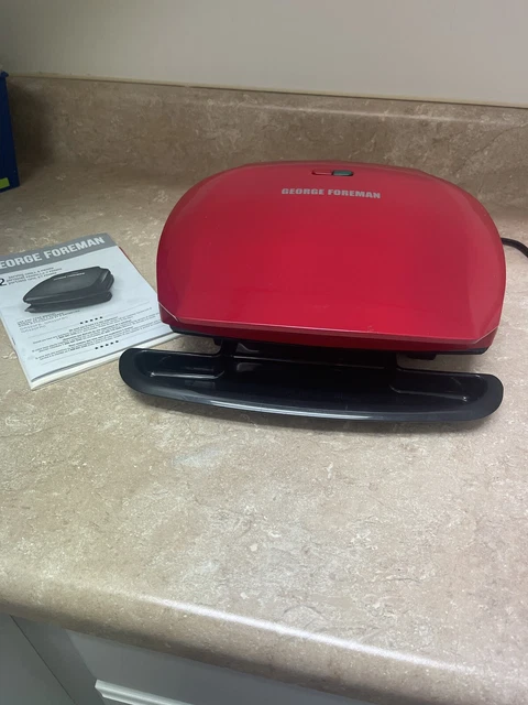 George Foreman Electric 5 Serving Grill Panini Press Red W/ Drip Pan Nearly New