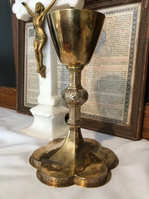 Catholic Chalice Fine Gothic Antique All Sterling Silver Chalice