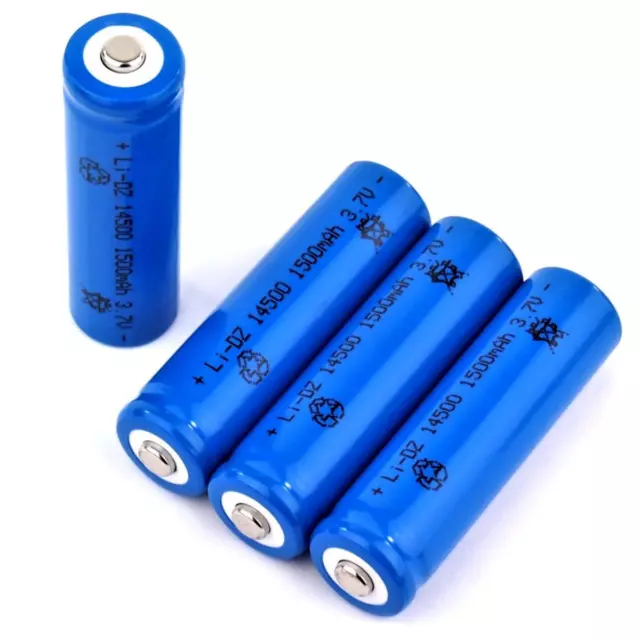 4 Lithium Ionen Akku 3,7 V / 1500 mAh Typ 14500 Li ion Gr. 50 x 14 mm AA Größe