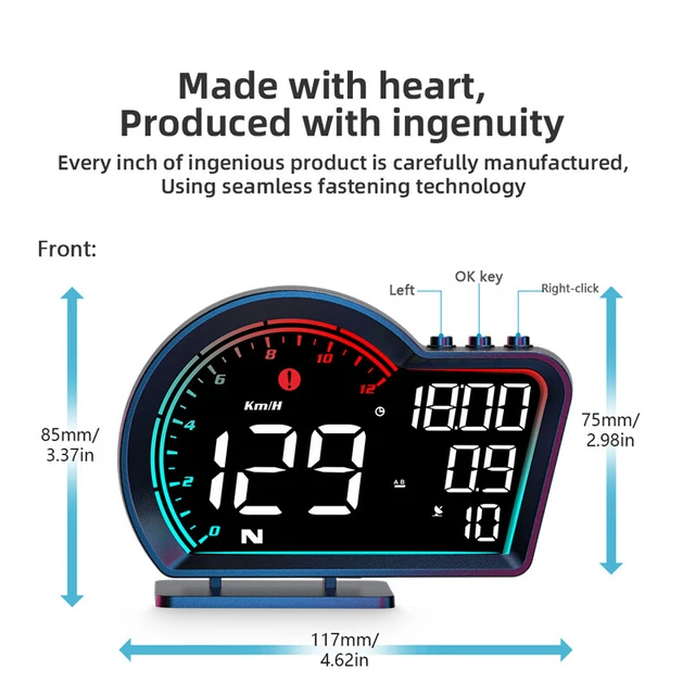 Digital Car GPS Speedometer HUD Head Up Display MPH Overspeed Alarm