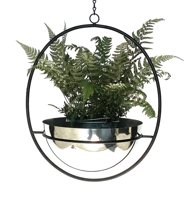 Blumenampel Innen Metall Wand Hängepflanzen 78 cm 96087 L mit Topf Silber Modern