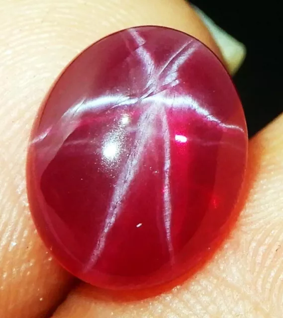 8.75 Cts. Natural Star Red Ruby 6 Rays Oval Cabochon Shape Certified Gemstone