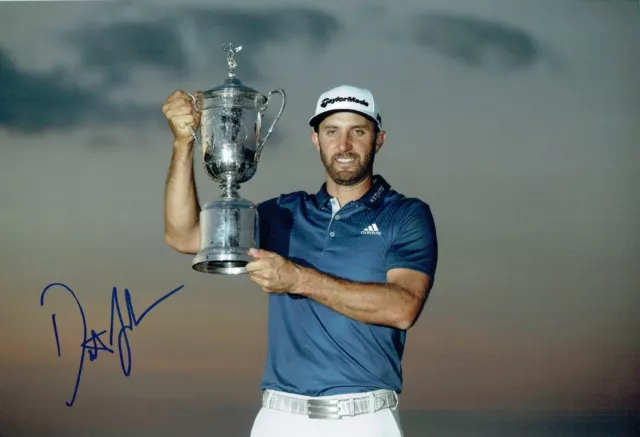 DUSTIN JOHNSON Genuine Signed USA Golf 12x8 Photo AFTAL Open Winner