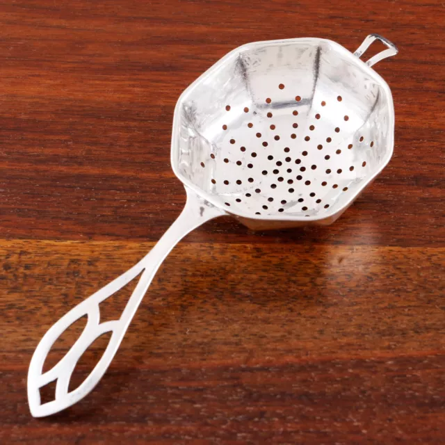 Webster Art Deco Sterling Silver Tea Strainer Openwork Handle No Monogram