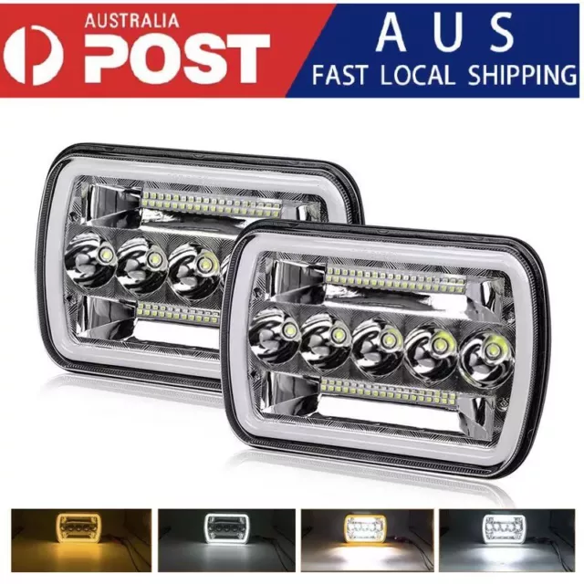 Pair LED Headlights For 1983-2004 Toyota Hilux HI/LO/DRL/TURN SIGNAL Square 5x7"