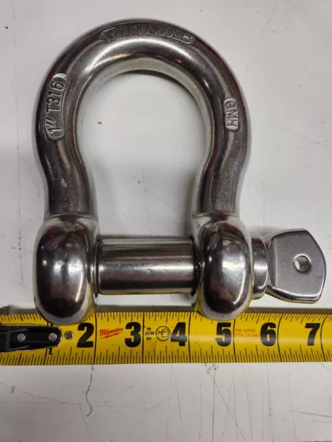 Unbranded 2711SF-25 1" 5 Ton WLL 316 Stainless Steel Screw Pin Anchor Shackle