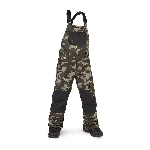 Volcom boys Youth Barkley Bib Overall Snowboard Pant Army Camo, Medium