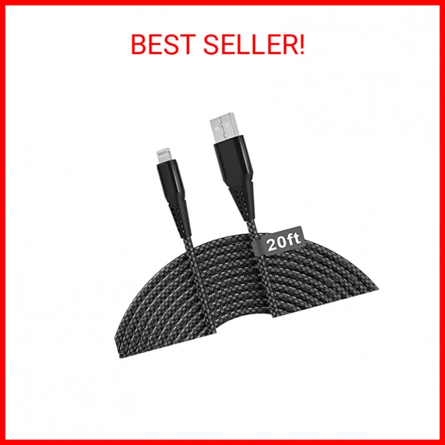 Long iPhone Charger Cord 20FT (6M) [Apple MFi Certified] Extra Long iPhone Cable