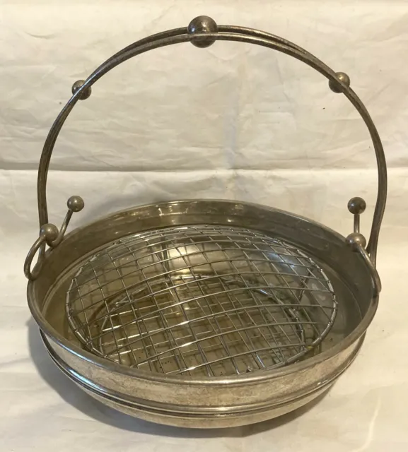 Great Silver plate basket approx. 8½ ins tall 8½ ins diameter unbranded