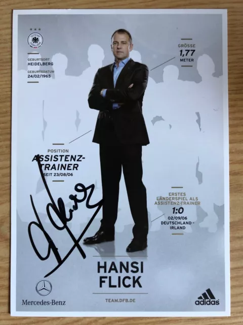 Hansi Flick 1. AK DFB WM 2014 Autogrammkarte hinten original handsigniert