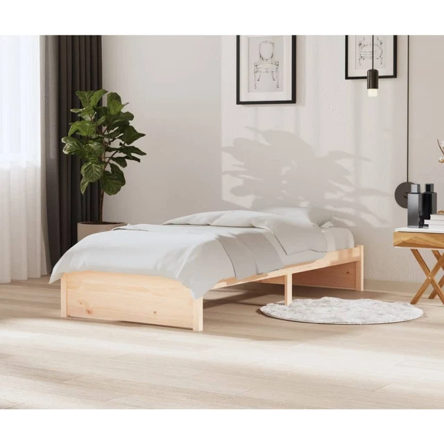 BED FRAME SOLID Pine Wood Brown 90x200 cm Single Rustic Slatted Base ...