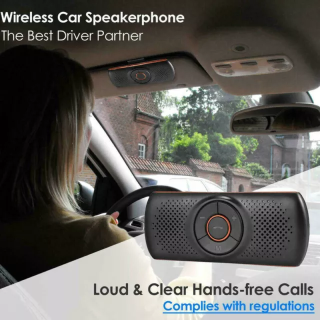 Wireless Bluetooth Car Speaker Phone Hands-free MP3 Kit Sun Visor Clip Portable
