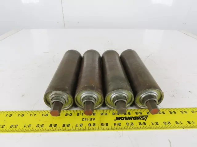 2.5" OD x 9" BF Flat Conveyor Gravity Roller 11/16" Hex Axle Lot of 4