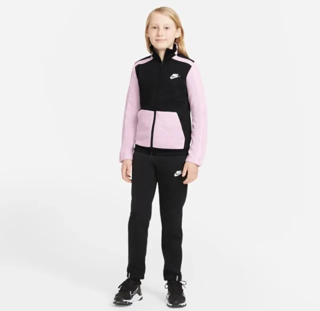 Girls' Nike Sportswear Full Zip Tracksuit Set Top Joggers Blue White BV2769  492
