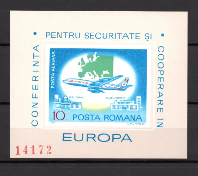 Rumanien 1977 Block 144 KSZE/Sicherheit in Europa/Flugzeuge postfrisch