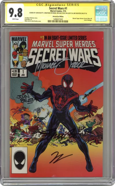 Secret Wars #1 Zeck HeroesCon CGC 9.8 SS Beatty/ Hickman/ Zeck/ Shooter 2015