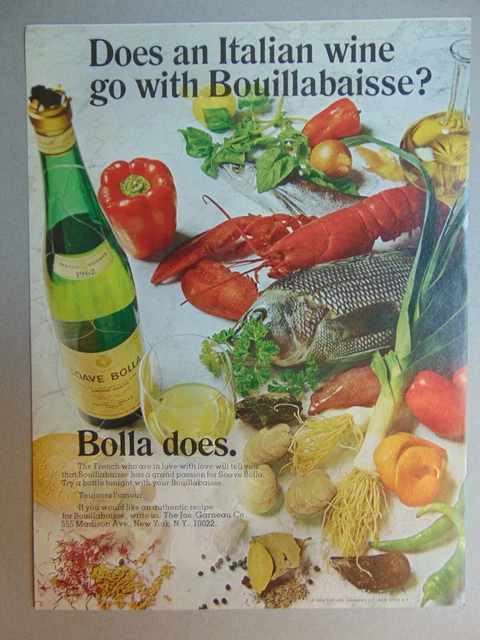 1973 BOLLA WINE Goes with Bouillabaisse!  art print ad