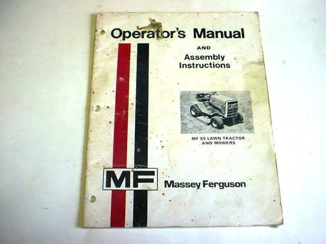 Massey Ferguson MF 85 Lawn Tractor & Mower Operators Manual