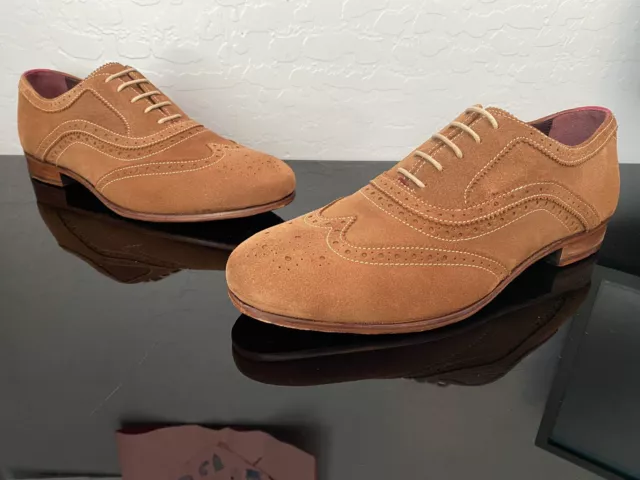 Ted Baker Oalvinn Men Brown Oxford Suede Dress Lace Up Wingtip Shoes Size 9