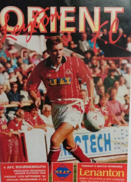 Leyton Orient V Afc Bournemouth 13/9/1994 Division Two Football Programme 