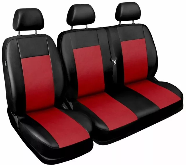 Van seat covers fit Mercededes Vito Viano black red  ECO LEATHER